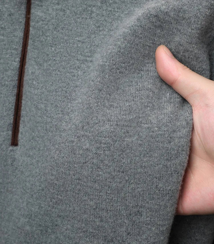 Cashmere Wool Classsic Sweater Men Autumn Winter Warm Knitting Clothes Long Sleeve  Sheep Wool Zipper Sweater Top Pullovers