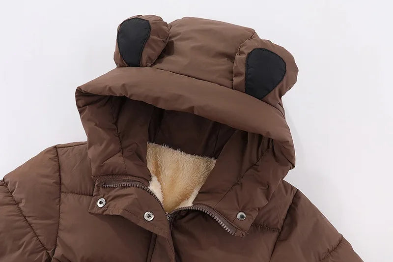 1pcs Boy Girl Coat Baby Winter Thick Down Jackets Kids Warm Plush Thicken Outerwear Clothes Fur Hooded Jacket Children Snowsuit