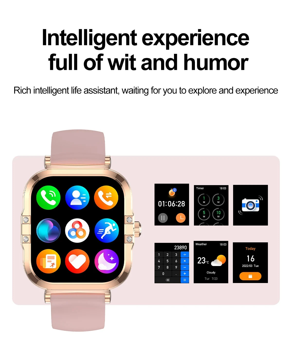 2026 best-selling women's smart watch, 1.75in, AMOLED HD screen, voice control, NFC, breathing exercises, women's health, SOS