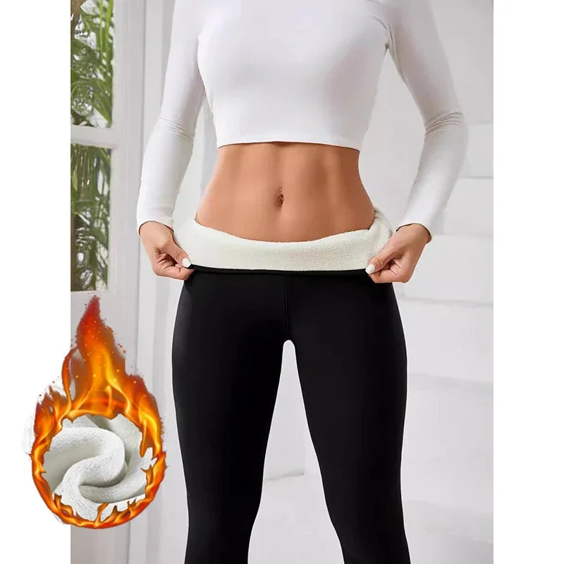 Winter Women Skinny Fleece Thermal Leggings Girls Snow Warm High Waist Plush Trousers Lady Classic Daily Thin Pants