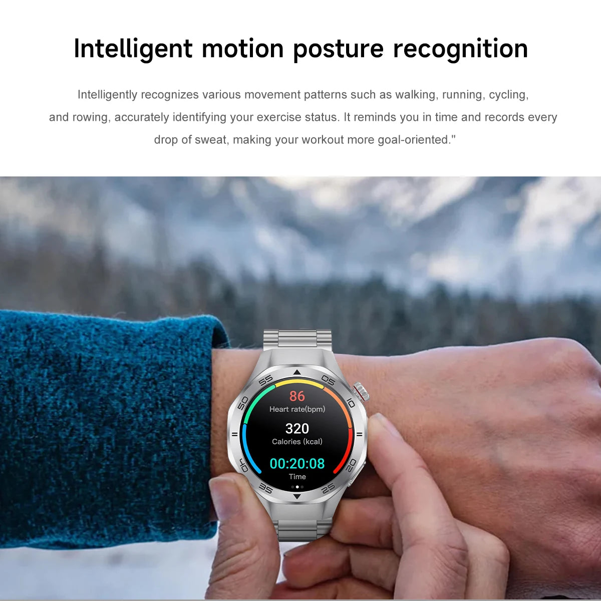 Men's Smart Watch 1.53" AMOLED Display Sapphire Glass GPS Bluetooth Call 3ATM Waterproof Health Monitor 520mAh Smartwatch