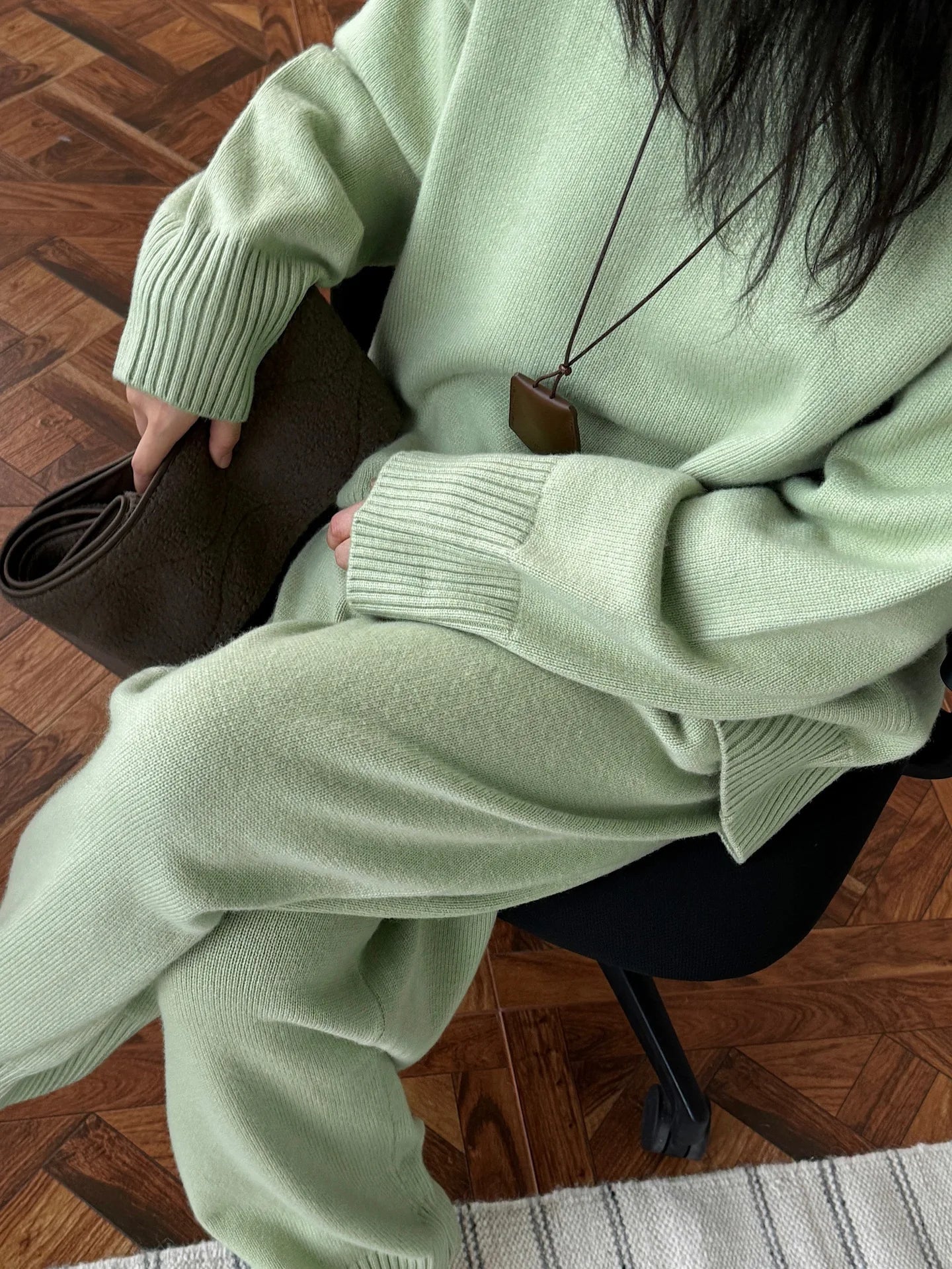 Women Sweater Suits High Quality 50% Wool Pullover With Knitted Pants Two Piece Sets Tracksuits Ladies Outfits Winter Clothes