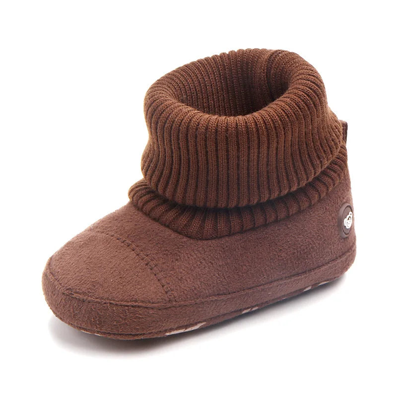 2024 Winter Baby Boots, Infant Girls Boys Warm Fashion Solid Shoes with Fuzzy Balls First Walkers Kid Shoes 0-18M High Quality