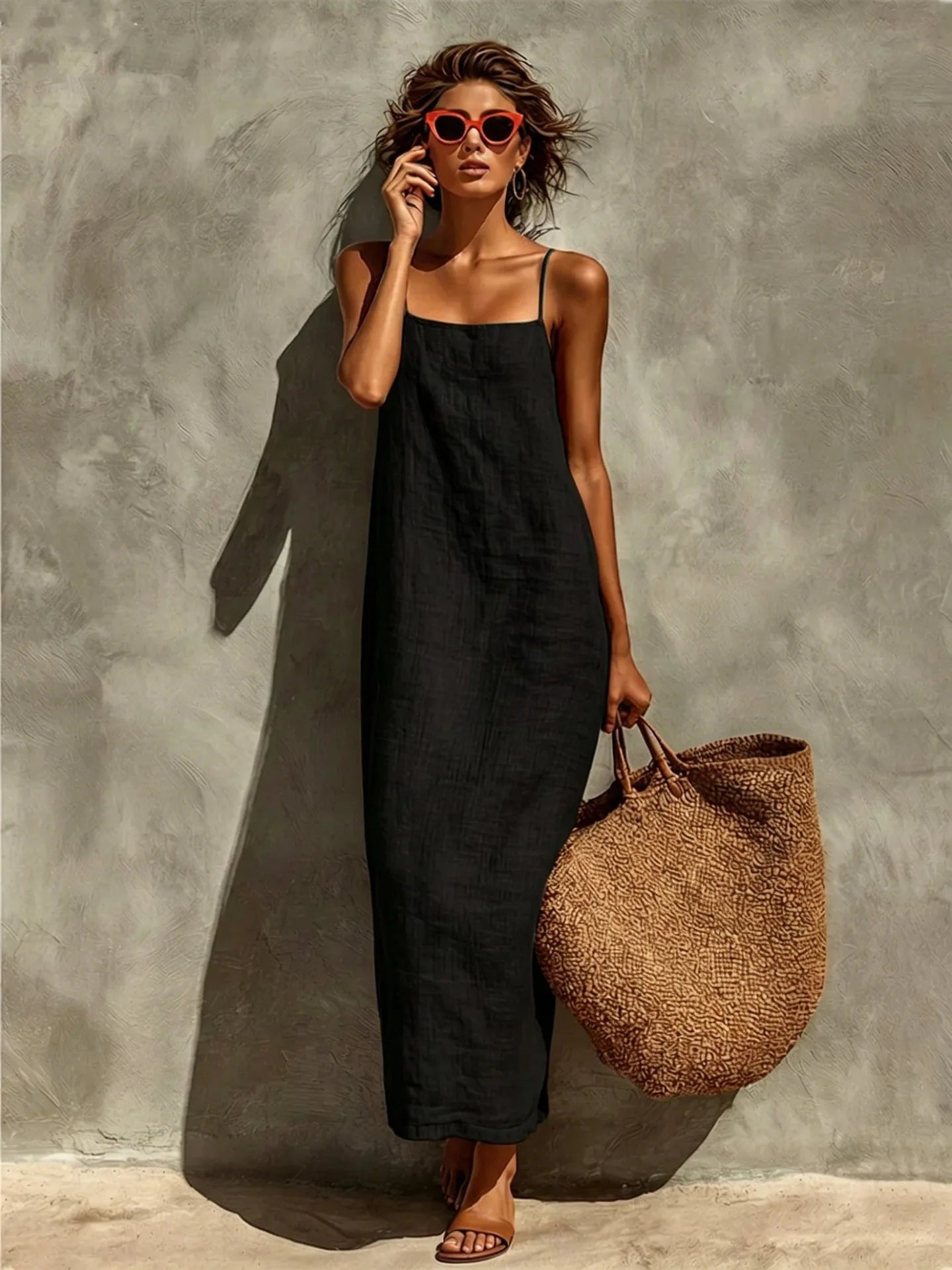 Summer 2026 Women's Fashion Loose Long One-Shoulder Dress Solid Color European And American Style Maxi Dress