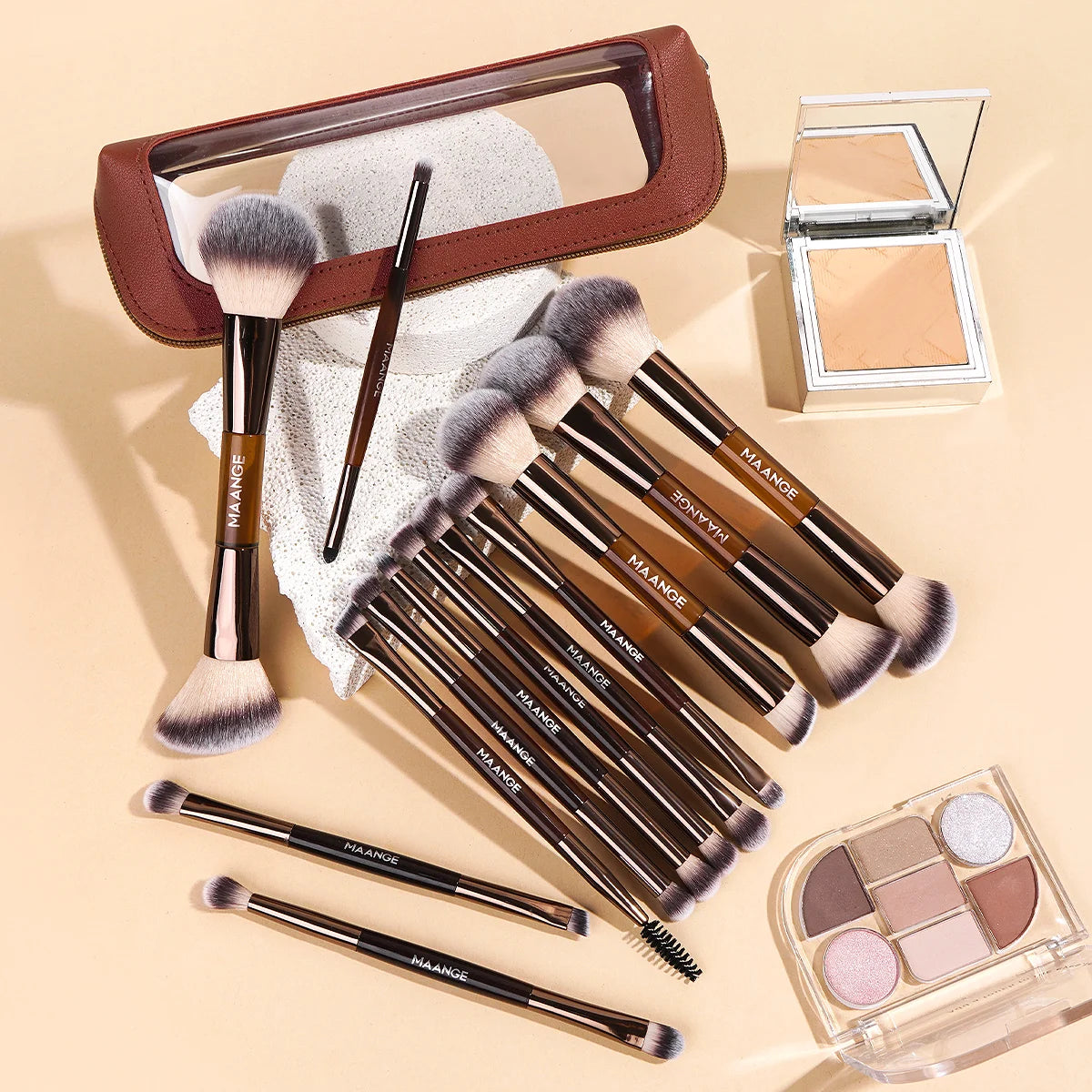 MAANGE 13pcs Makeup Brushes with Storage Bag Foundation Makeup Brush Powder Blusher Brush Eye Makeup Brush Kabuki Makeup Brushes