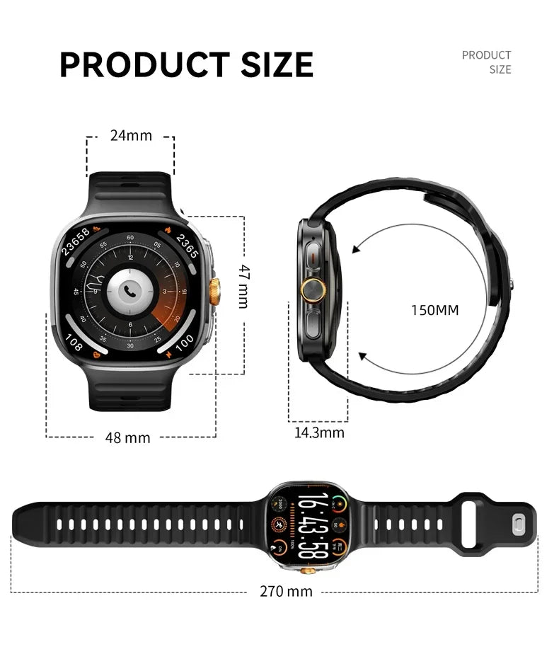 NEW Smartwatch 5G with 2.4" HD Screen 190° Rotating Camera WIFI 3D Stereo Navigation Compass NFC Bluetooth Smart Watch Men Women