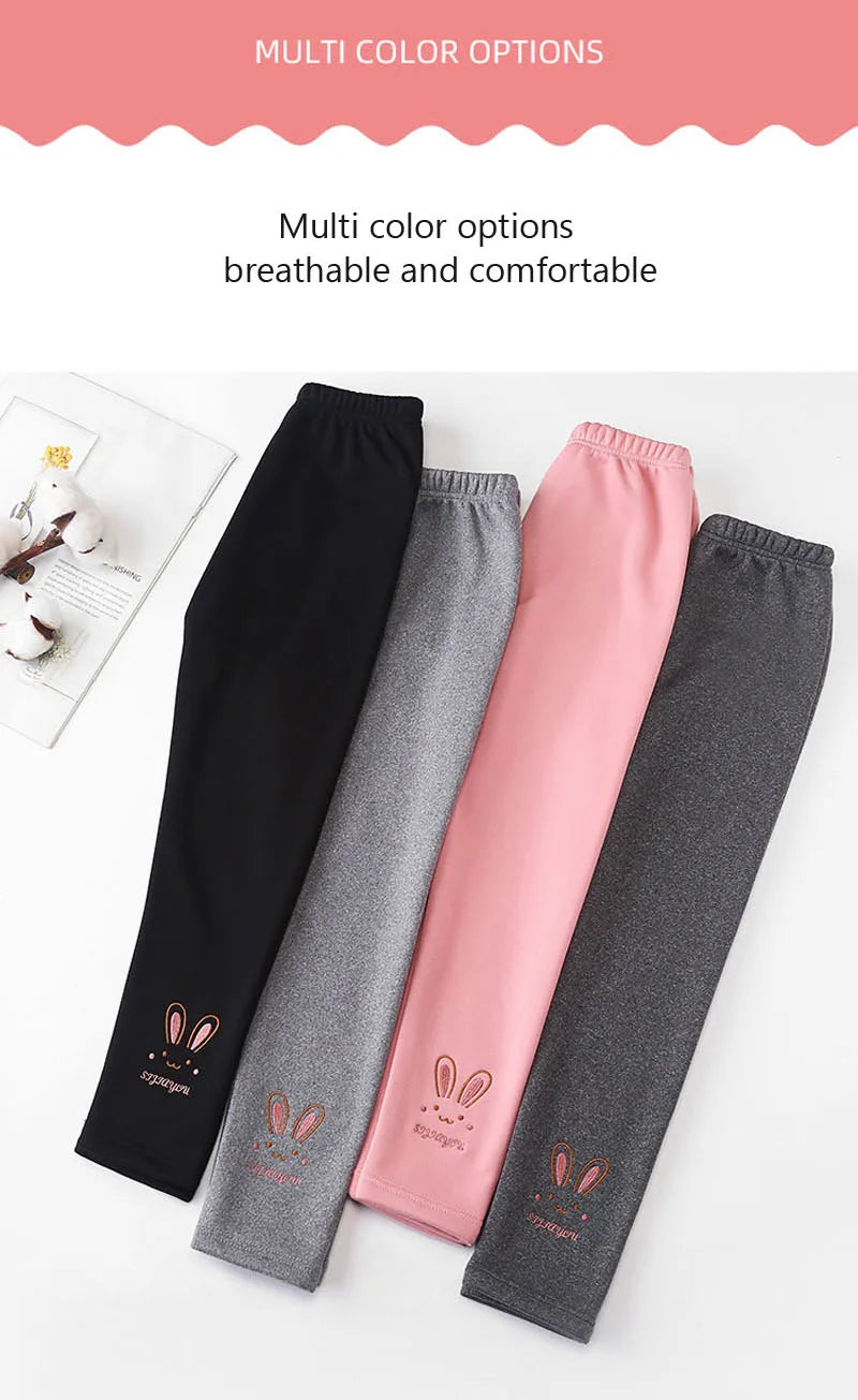 Girls Leggings Autumn Winter Thick Warm Plus Cute Fond Rabbit Children Kids Baby Bottom Part Pants