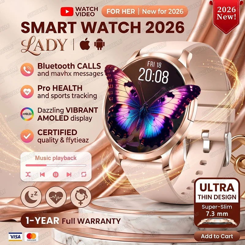 202 6New Smart Watch For Women 466*466 AMOLED Display Voice Call Sport Fitness Health Watches DIY Custom Dial Smartwatch Ladies