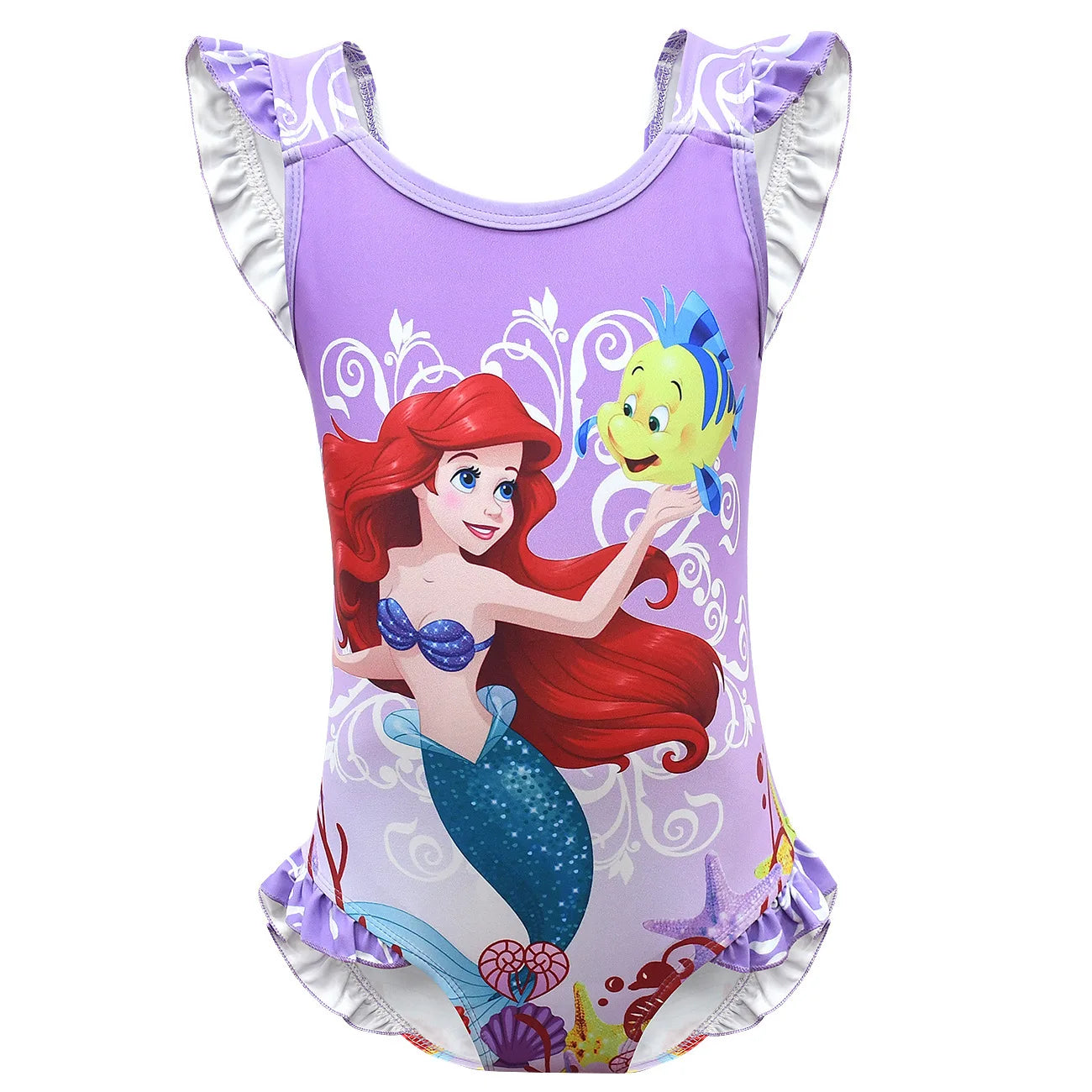 Summer Holiday Beach Bikini One-piece Ariel Swimwear for Girls Mermaid Swimsuit Kids Backless Princess Ruffle Style Swimsuits