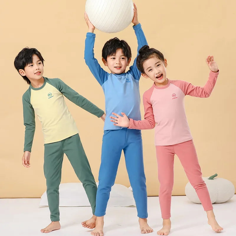 Kids Thermal Underwear Sets Baby Girl Winter Warm Seamless Pajamas For Children Boys Sleepwear Toddler Kid Clothes Set Outfit