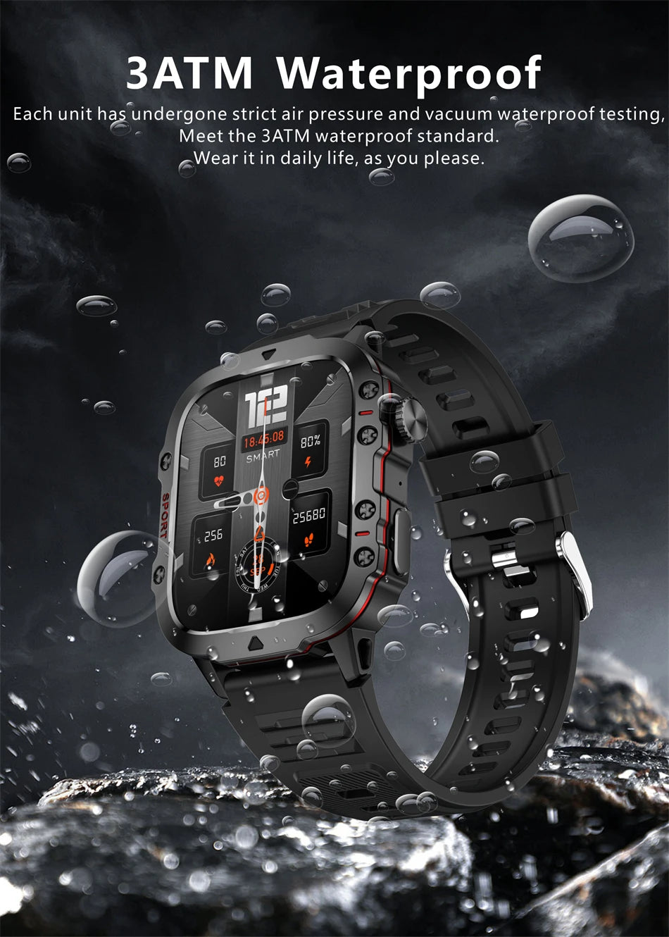 For Xiaomi Rugged Military Smart Watch Men Sports Ftiness GPS Watches IP68 Waterproof 1.96'' AI Voice Bluetooth Call Smartwatch