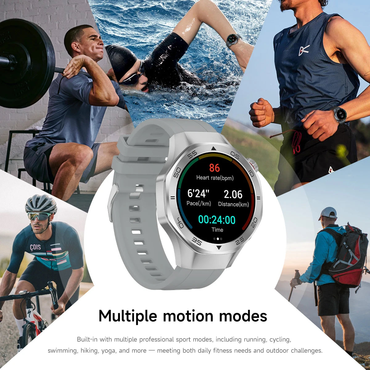 Men's Smart Watch 1.53" AMOLED Display Sapphire Glass GPS Bluetooth Call 3ATM Waterproof Health Monitor 520mAh Smartwatch