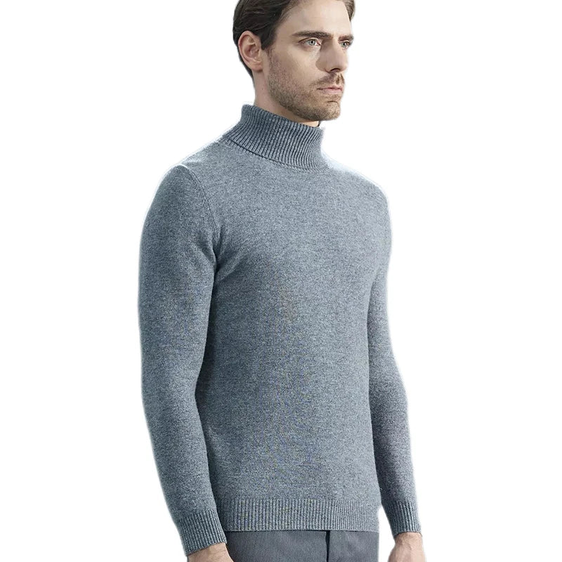 Men Knitted Sweaters Cashmere Sweater 100% Merino Wool Turtleneck Long-Sleeve Thick Pullover Winter Autumn Male Jumpers Clothing