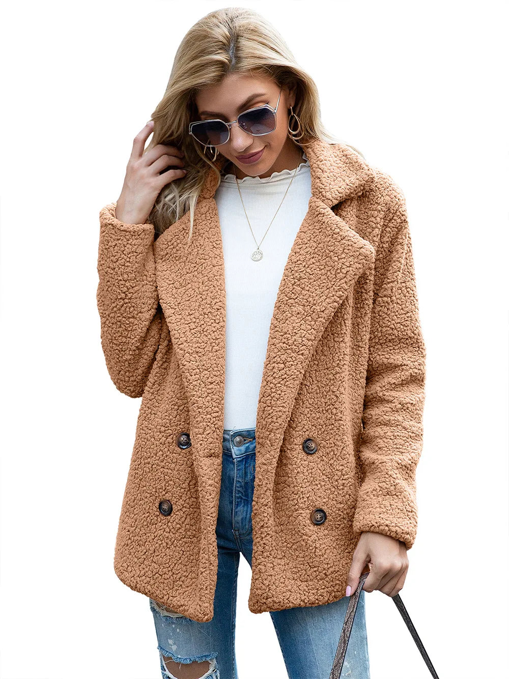 Elegant Faux Fur Cardigan Cashmere Women Coat Autumn Winter Warm Solid Women Jackets Plush Overcoat Casual Teddy Outerwear 22942