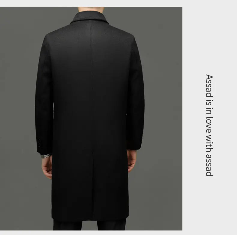 Men's High-End and Fashionable Cashmere Coats for Autumn and Winter, Mid-Length Lapel Jackets, Wool and Woolen Fabrics