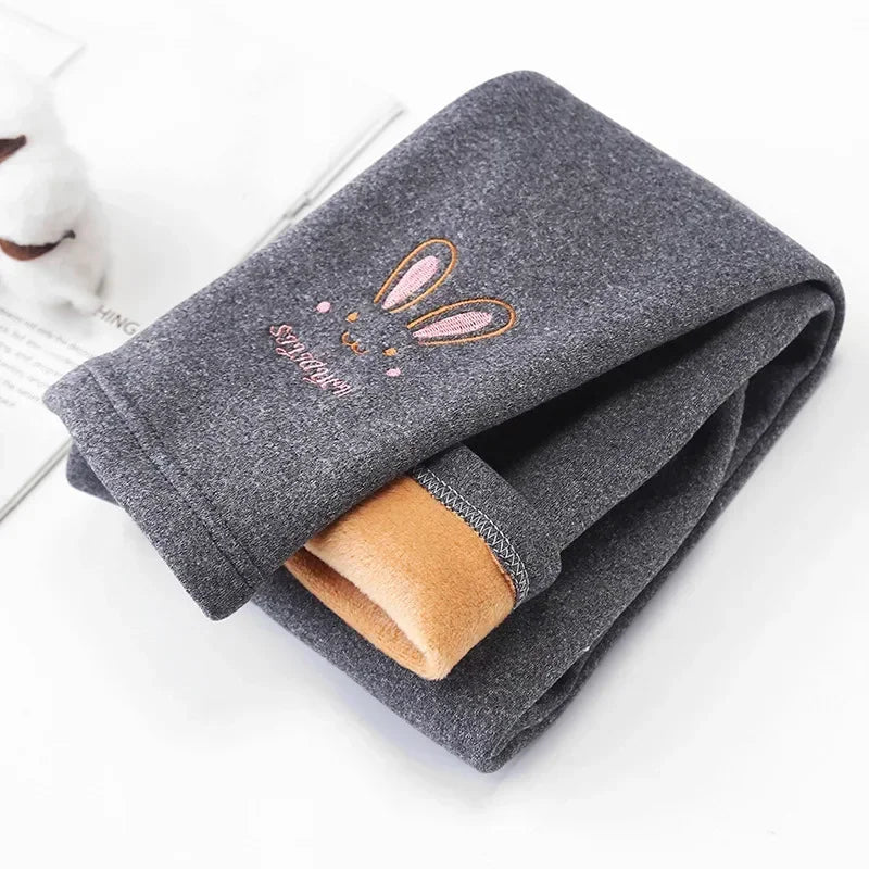 Clearance_3-8 Years Girl Leggings Baby Bunny Pants Kids Autumn Winter Thermal Tights Children Fleece Lined Fashion Trousers Casu