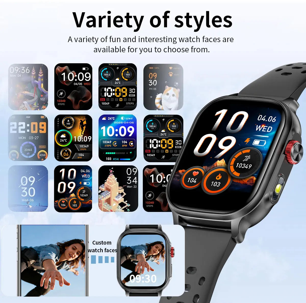 LIGE New Smart Watch Men Women 1400mAh Ultra Battery 2.01Inch HD Screen LED Flashlight IP68 Waterproof Bluetooth Call SmartWatch