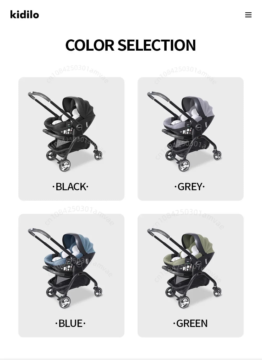 Kidilo 3-in-1 baby stroller, baby safety seat, newborn baby sleeping basket, portable 5 color choices Suitable for ages 0-1