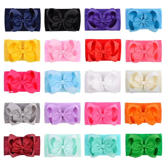 1Pcs Solid Large Baby Bows Cables Turban Headband for Kids Girls Handmade Newborn Toddle Headwear Hair Accessories Wholesale