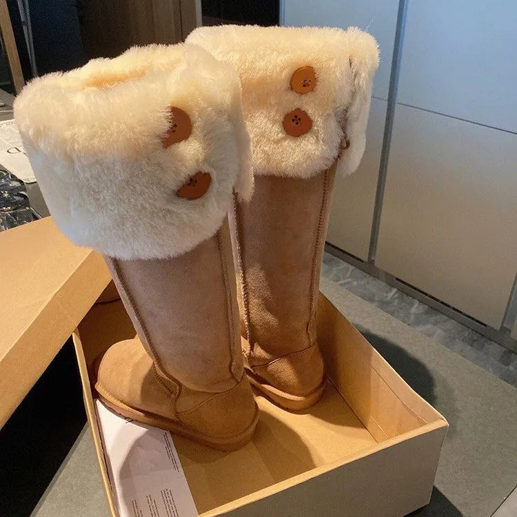 Mid Calf Boots Women Sexy High Heels Comfortable Slip-on Women Boots Fasion Pointed Toe Women Shoes Winter Warm Fur Black Boots