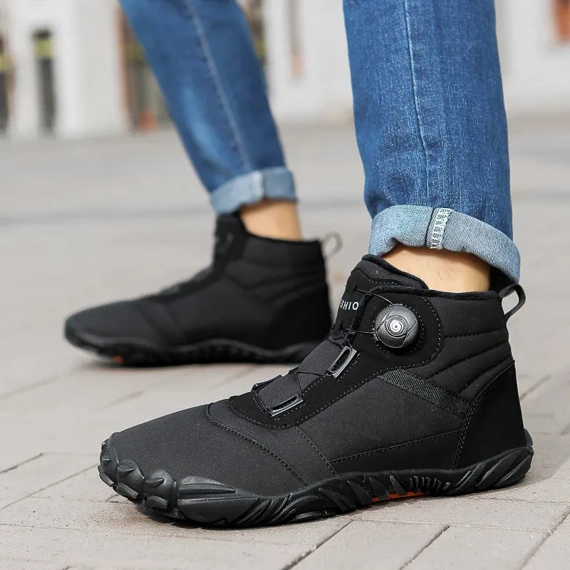 Winter Unisex Boots Plush Warm Snow Boots Comfortable Wide Toe Barefoot Shoes Winter High-top Casual Sneakers Botas Para Hombre