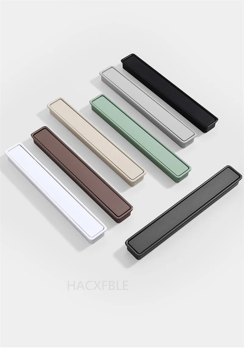 Modern Simple Embedded Kitchen Cabinet Handles Clamshell-type Hidden Handles Black Zinc Alloy Wardrobe Pulls Furniture handles