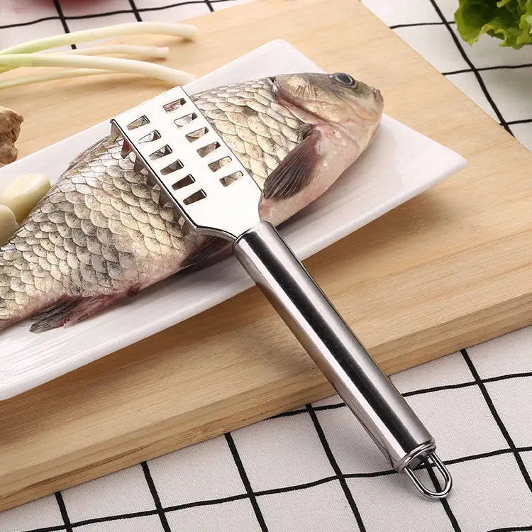 Stainless Steel Fish Scaler Remover Tool, Anti Splash Fish Scale Scraper with Non Slip Handle, Easy Cleaning Kitchen Gadget.