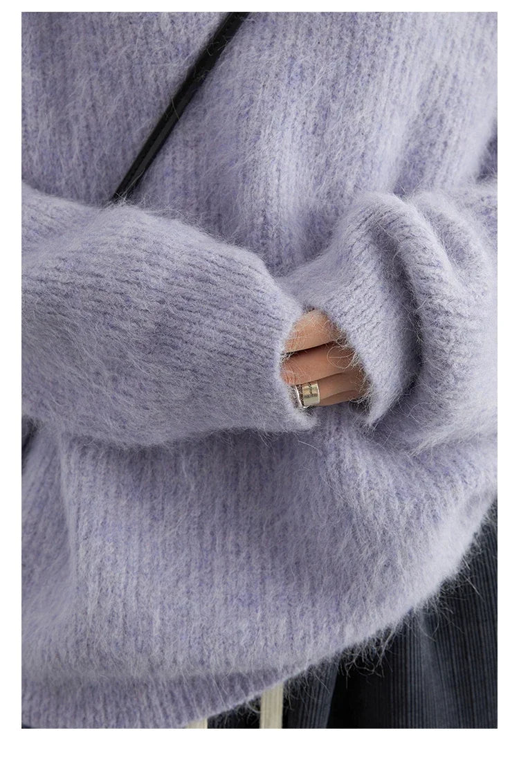 CHIC VEN Women Sweater Long Sleeve Pullover Solid Loose O Neck Soft Alpaca Female Tops Woman Knitwear Jumpers Spring Autumn 2024