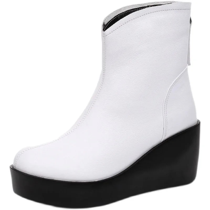 GKTINOO 2026 New Autumn Winter Women Shoes Woman Genuine Leather Wedges Snow Boots Height Increasing Short Women Boots Platform