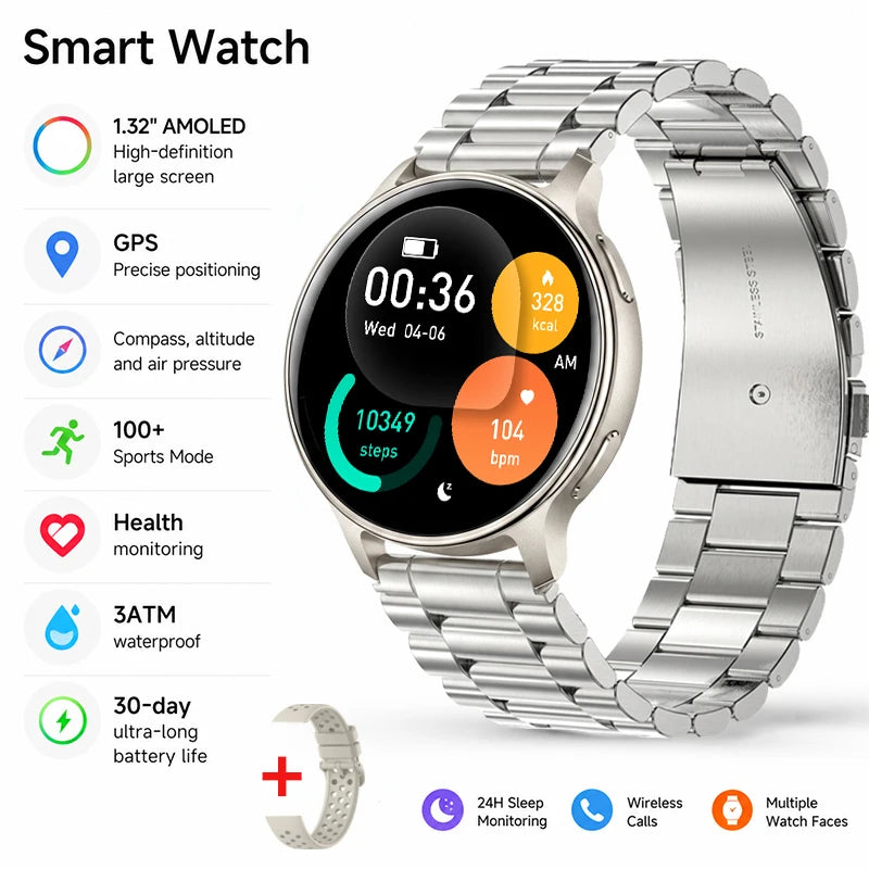 Smart Watch 100+ Sports Modes Health Monitoring Heart Rate Monitoring GPS Outdoor Compass Women’s Health Bluetooth Smart Watch