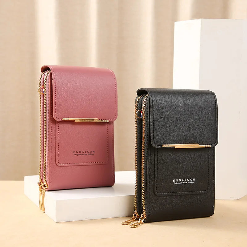 Touch Screen Cell Phone Women Bags Soft Leather Wallets Hand Purses Crossbody Bags for Women Small Handbag Cheap Women's Bags