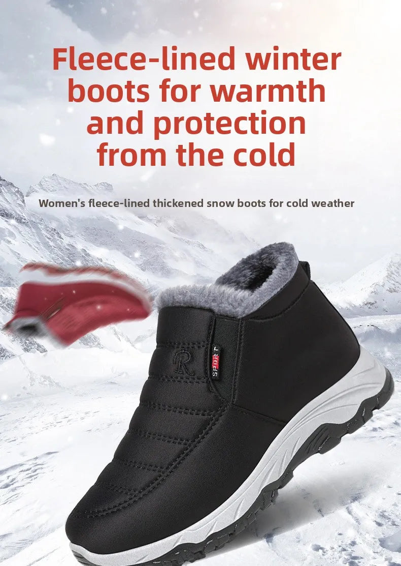 Waterproof Winter Boots for Men's  2025 New Plush Snow Boots Men's Ankle Boots Warm Black Couple Cotton Couples Platform Shoes