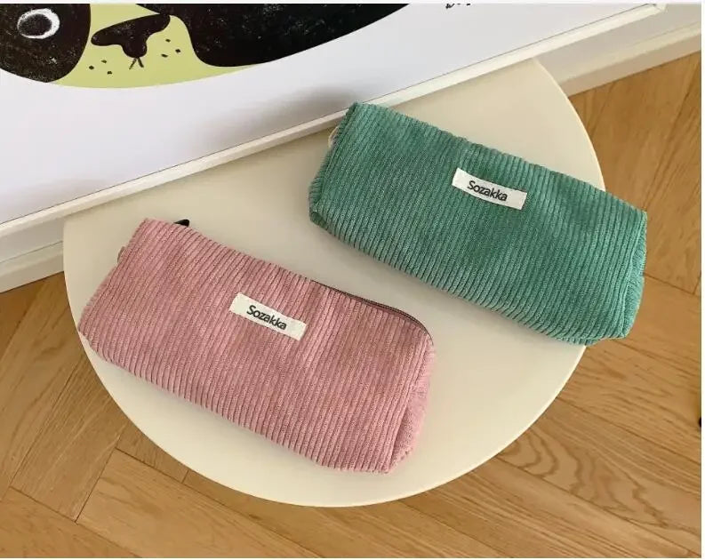 Soft Large Cosmetic Bags Women Neceser Makeup Toiletry Bag Fashion Travel Make Up Bag Corduroy Brush Pencil Organizer Case