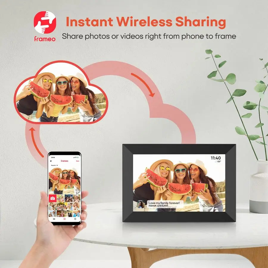 Digital Picture Frame, 10.1 Frameo Digital Frame WiFi with 32GB Memory, 1280x800 IPS Touch Screen, Send Photos Videos from Your