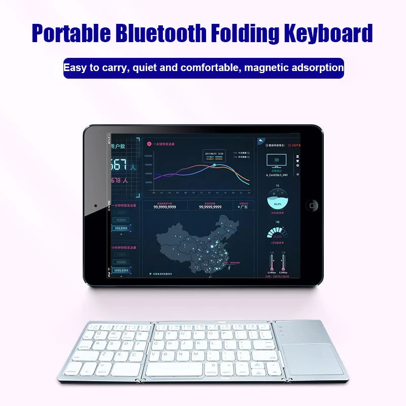 Wireless Folding Keyboard Bluetooth Keyboard With Touchpad For IOS Android Windows iPad Tablet Phone Rechargeable Mini keyboard