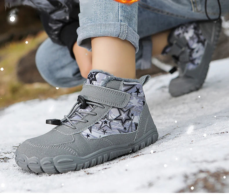 New Parent-child Winter Boots Men and Women Snow BareFoot Outdoor Non-slip Warm Fur Casual Boys/girls Sneakers Kid's Ankle Boots