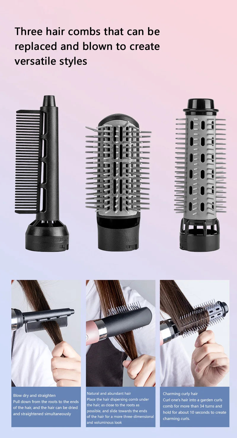 Hair Dryer Portable Comb lonic Hair Straightening Brush Hot Air Curling For Hair Roller Blow Dryer Quick Dry Hair Curler Curling