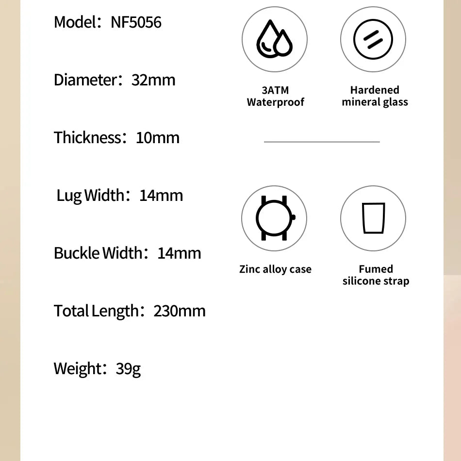 NAVIFORCE Women Watches Silicone Strap Women Quartz Wristwatches Waterproof Round Dial Retro Watch Ladies Girls Reloj Para Mujer