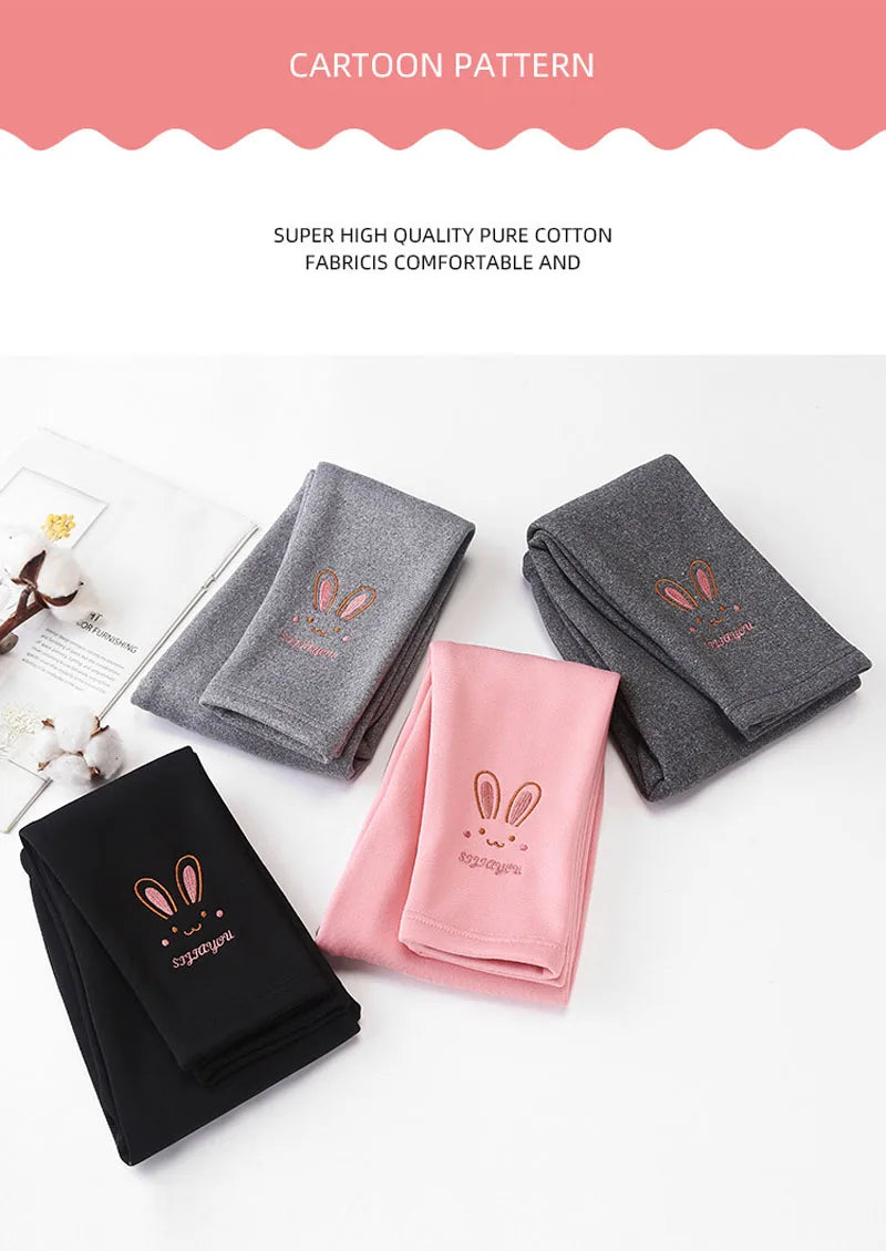 Girls Leggings Autumn Winter Thick Warm Plus Cute Fond Rabbit Children Kids Baby Bottom Part Pants