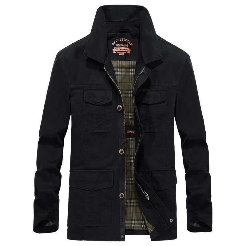 Spring Autumn Long Men Jackets Army green Cargo Mulit Pockets Trench Work Outwear Casual Coat Jacket Size M-3XL 4XL