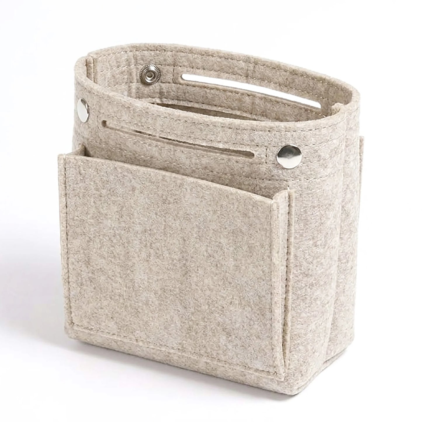 Mini Slim Felt Purse Organizer Insert with Snap Closure, Makeup Bag In Bag Shaper with Multi-Pockets for Handbag & Tote