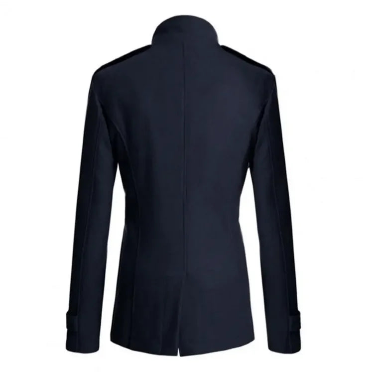 Men Casual Jacket Fall-Winter Outdoor Warm Windbreaker Fashion Lapel Double Breasted Gentleman Coat Daily Versatile Clothing