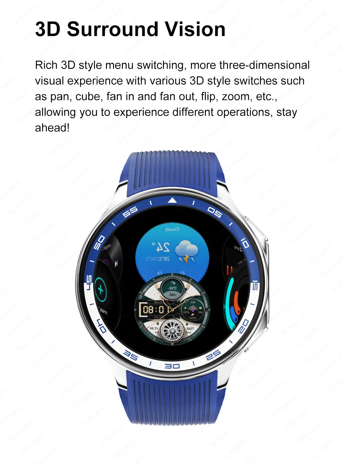 New 3D visual surround Smart Watch For OPPO Mens Audio and video playback Waterproof Smartwatch 1.43 inch HD 466*466 Sport Watch