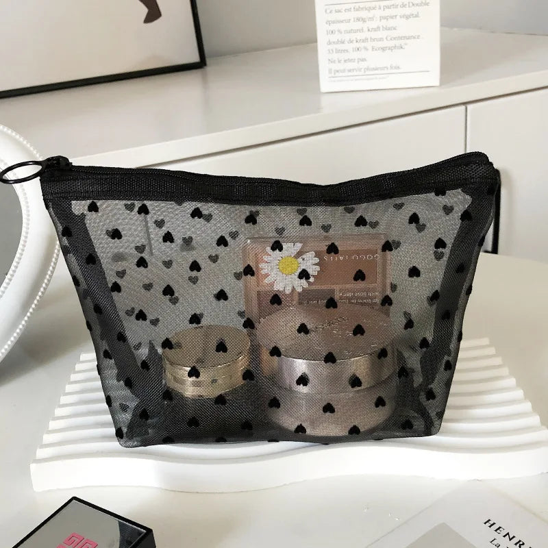 Makeup Bag Outdoor Personalized Transparent Nylon Mesh Cosmetic Bags Pouch Travel Organizer Zipper Beach Makeup Women's Purse