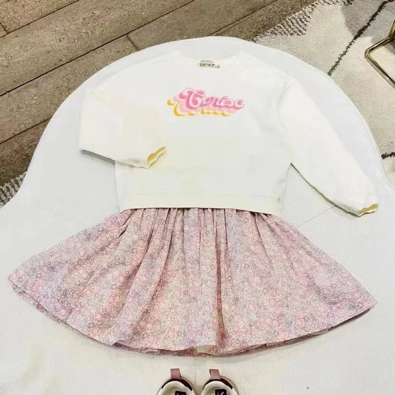 Preventa (envío en marzo) 2024 BP sudadera de primavera para niñas, sudaderas con capucha con bordado de cerezas, ropa de Boutique para niños, sudadera para bebés