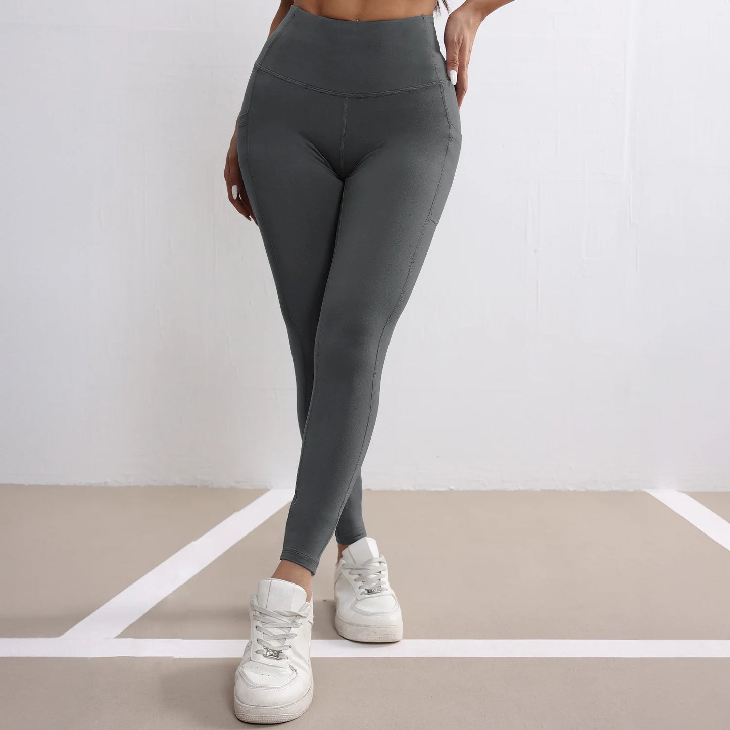 Women Fitness Lenggings With Side pockets Female Full Length Leggings Running Pants Comfortable High Waist Yoga Pants