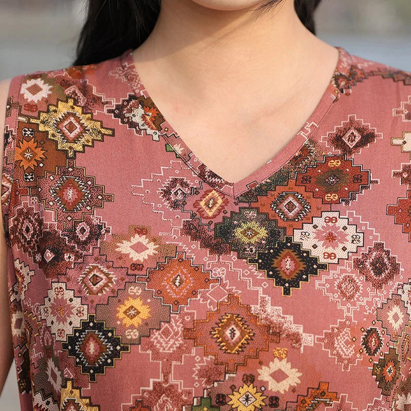 Spring Summer Dresses Fashion Female Sleeveless printed Casual Dress Women A-line Dresses Vestidos