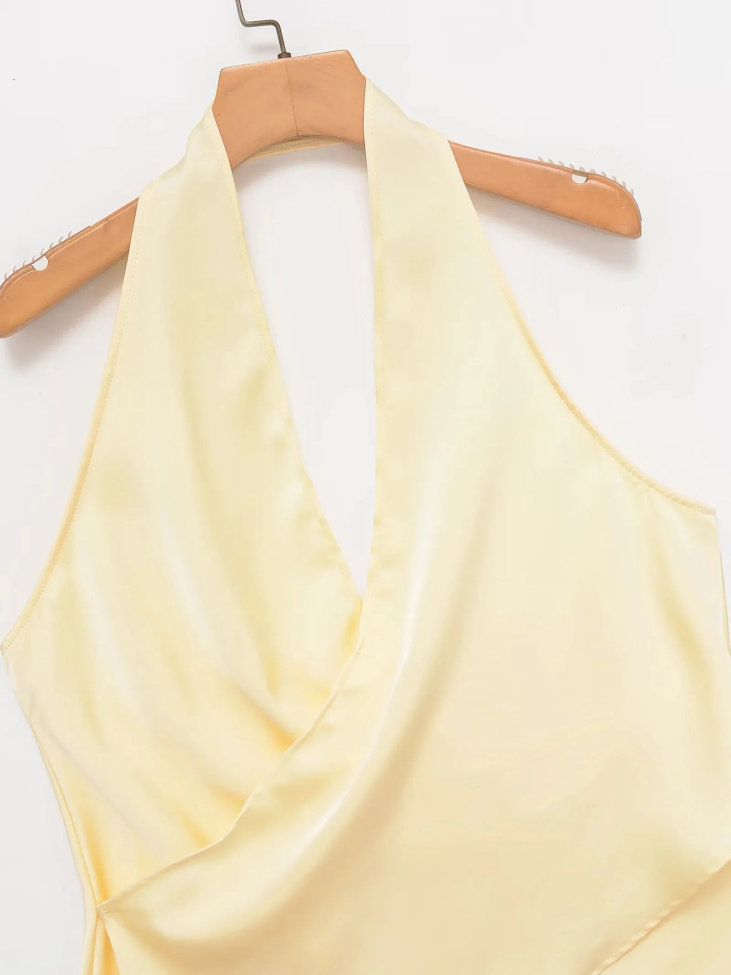 HH Women Fashion Halter Tops Draped Asymmetrical Hem Elegant Satin Sleeveless Summer Vest Female Casual Party Polka Dot Tops