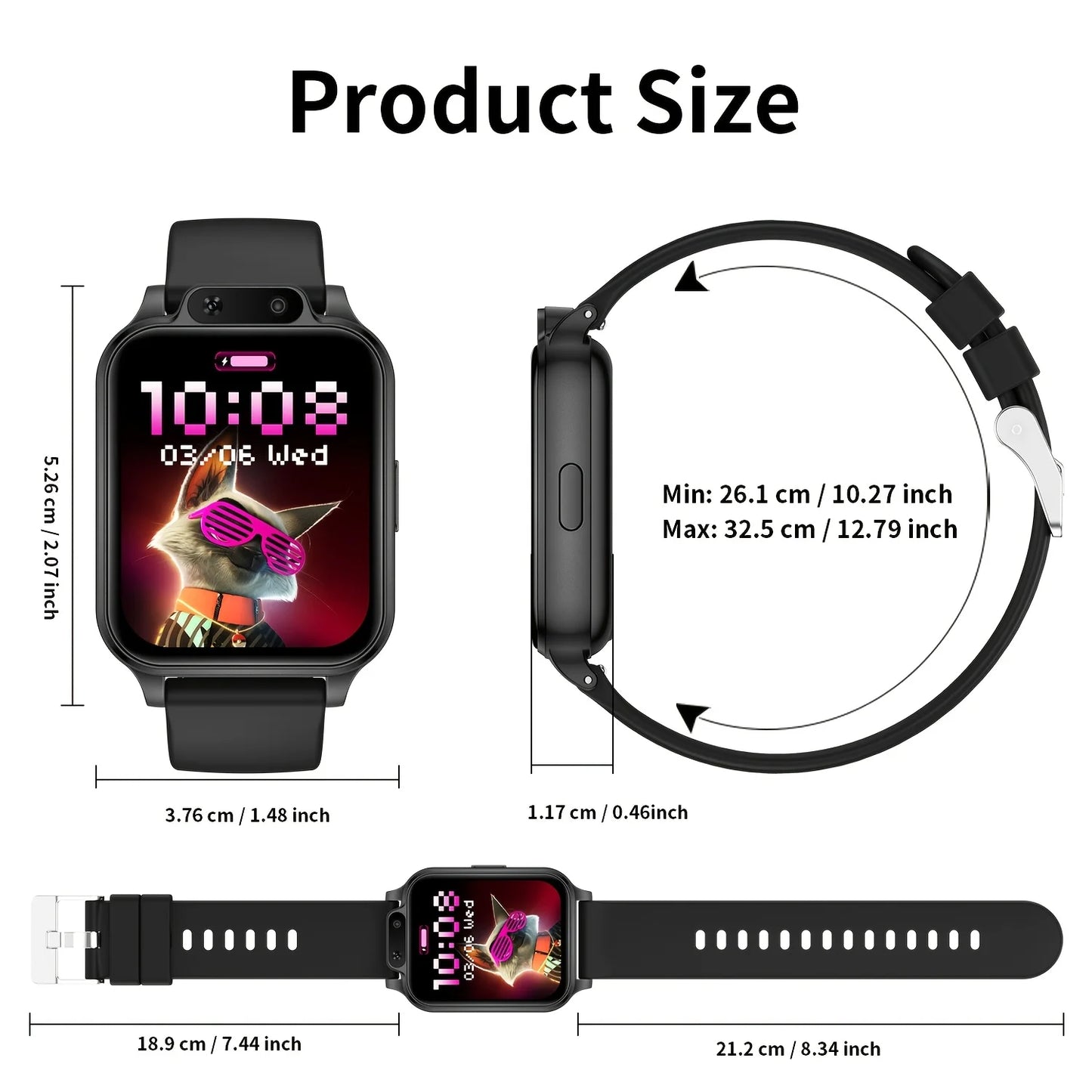 A Smartwatch Featuring a Front-Facing Camera, an Emergency Flashlight, 18 Engaging Educational Games