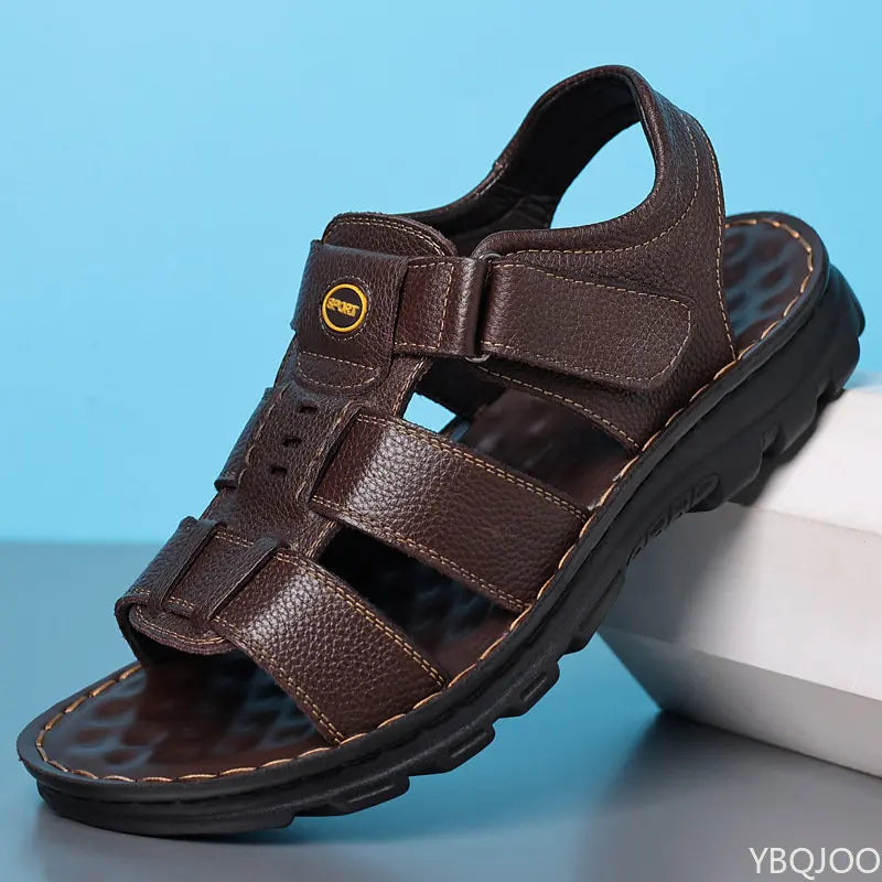 Genuine Leather Men Sandals Male Summer Shoes Outdoor Casual Sandal Cowhide Beach Shoes Classic Non-slip Men's Sandles